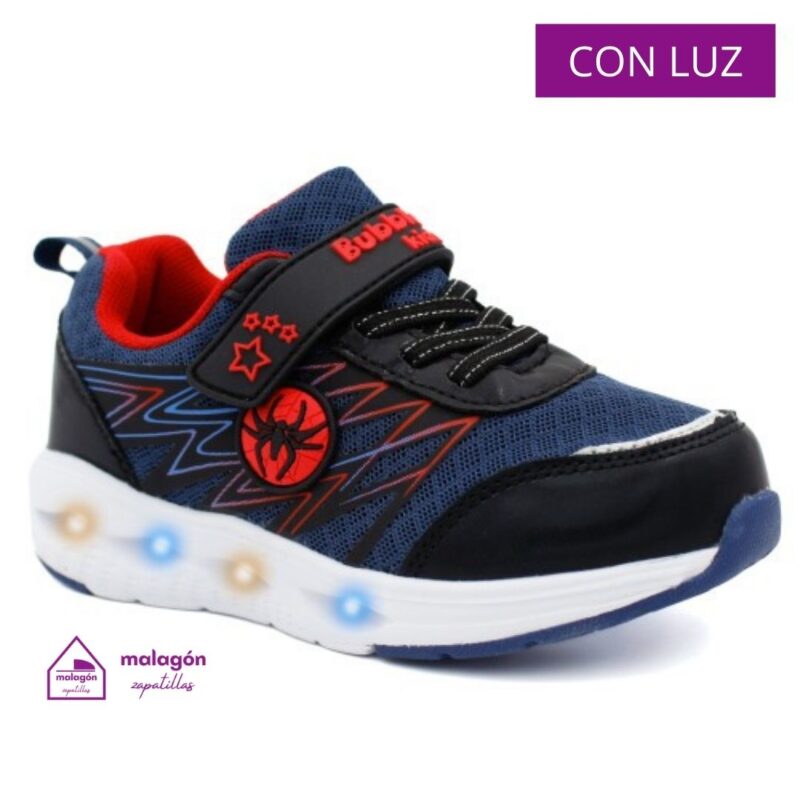 Zapatillas para niño Bubble Kids Spider C1175 marino con luces