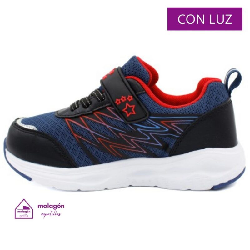 Zapatillas para niño Bubble Kids Spider C1175 marino con luces
